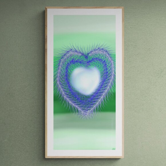 Purple Glowing Heart | Valentine’s Day | romantic art | love| Minimalist Print - Picture 1 of 3